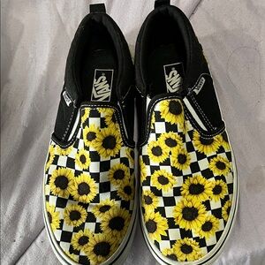 Vans Kids Sunflower Checkered Slip-On Sneakers - Black and Yellow